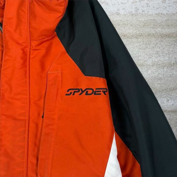 Vintage 90s Spyder Windbreaker Ski Jacket Mens XL Burnt Orange Black Full Zip - Picture 4 of 11